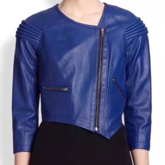 Cut25 Blue Leather Jacket